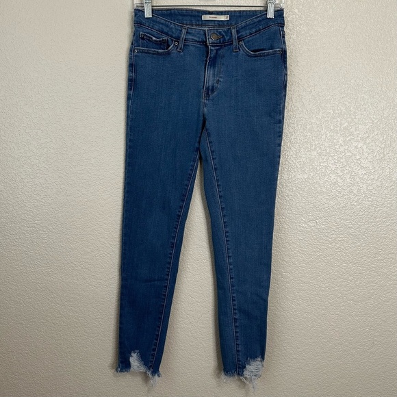 Levi’s 711 Skinny Blue Raw Hem Women’s Jeans, Size 27 - Picture 1 of 14